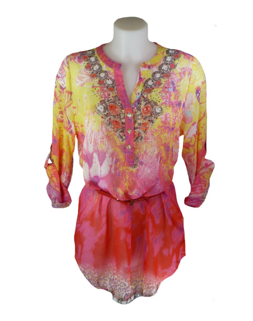 OPL French Style Paisley Print Summer Tunic Top