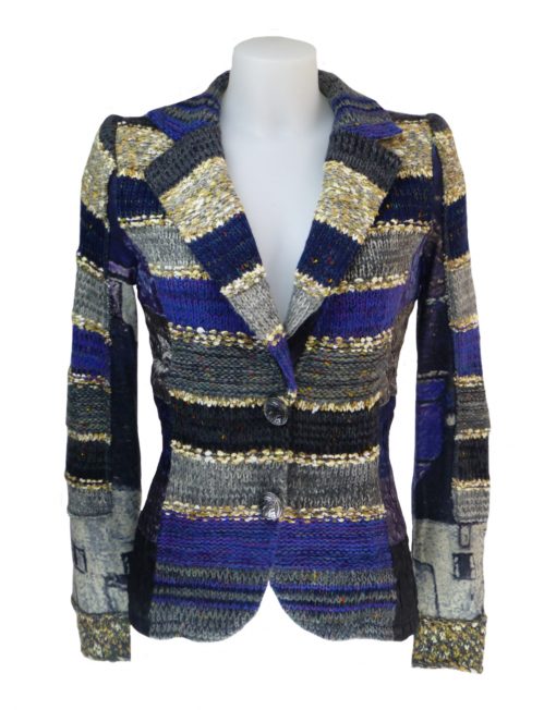 LULU-H French Style Womens Royal Blue Blazer Jacket