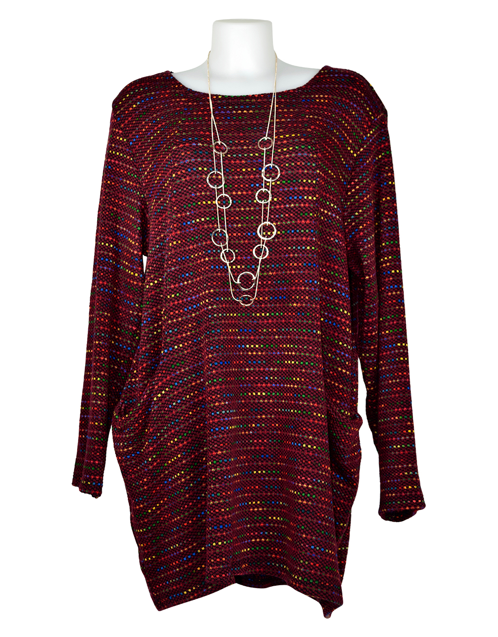 Maroon tunic with colour cowl neck - Fashion Fix Online